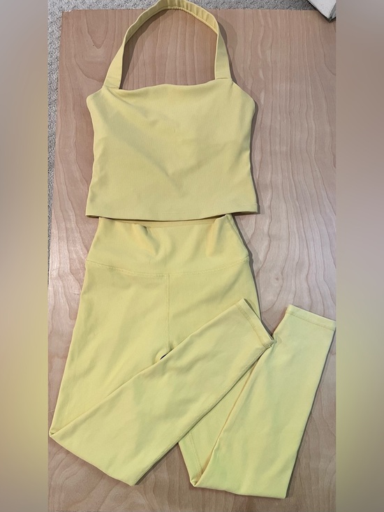 Wilo The Label Other - WILO The Label Butter Yellow Ribbed Halter Crop Top and High Waist Leggings Sz S